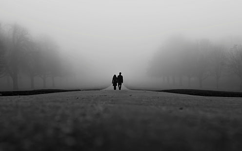 Amore perdente, foto in scala di grigi di persone, amore, bianco e nero, coppia, Sfondo HD HD wallpaper