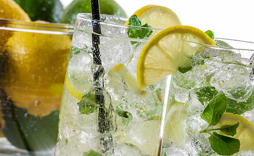 beverage, cocktail, ice, lemon, mojito, HD wallpaper HD wallpaper