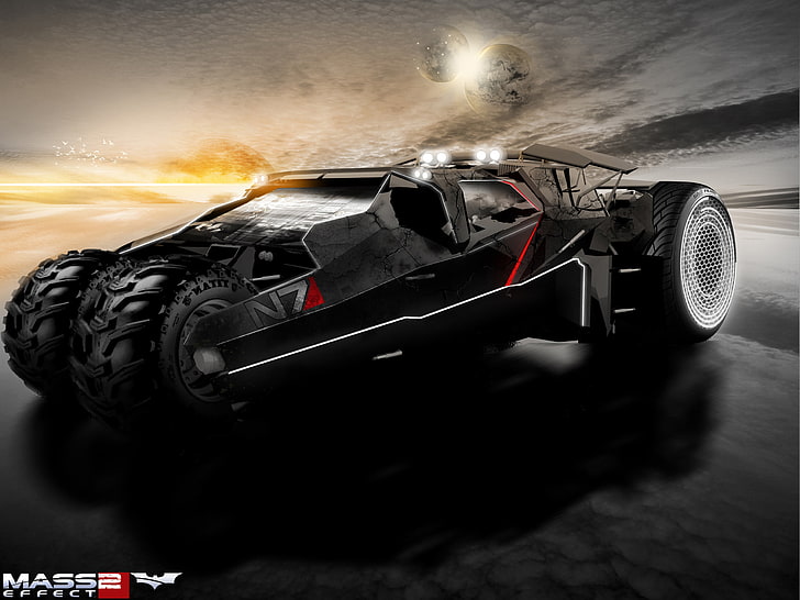 черен тапет Mass Effect 2 Batman Batmobile, машина, транспорт, Mass Effect 2, кола, HD тапет