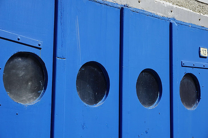 azul, bois, entre, hublot, portail, porte, un service, verre, HD papel de parede