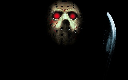 Film, Friday The 13Th (2009), Friday the 13th, Jason Voorhees, Machete, Mask, Red Eyes, Wallpaper HD HD wallpaper