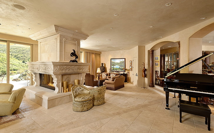 living room, home, luxury, colorado, aspen, HD wallpaper