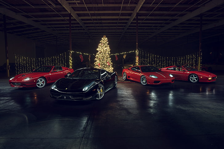 F430, Ferrari, สีแดง, คริสต์มาส, Califonia, 458 Italia, วอลล์เปเปอร์ HD