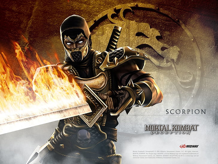 scorpion mortal kombat mortal kombat logo 1024x768 Videospel Mortal Kombat HD Art, Scorpion, Mortal Kombat, HD tapet