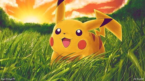 Pikachu Pokemon Grass HD, персонаж покемон Пикачу, мультфильм / комикс, трава, покемон, Пикачу, HD обои HD wallpaper