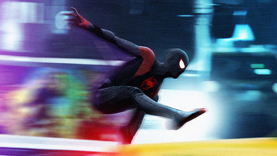 Spiderman en el verso araña, 2018 películas, películas, Spiderman, películas animadas, hd, artista, obras de arte, artstation, Fondo de pantalla HD HD wallpaper