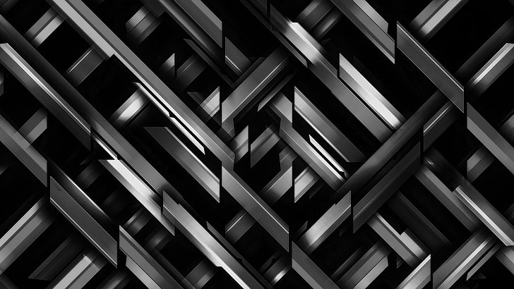 black wooden framed glass display cabinet, lines, dark, abstract, monochrome, HD wallpaper