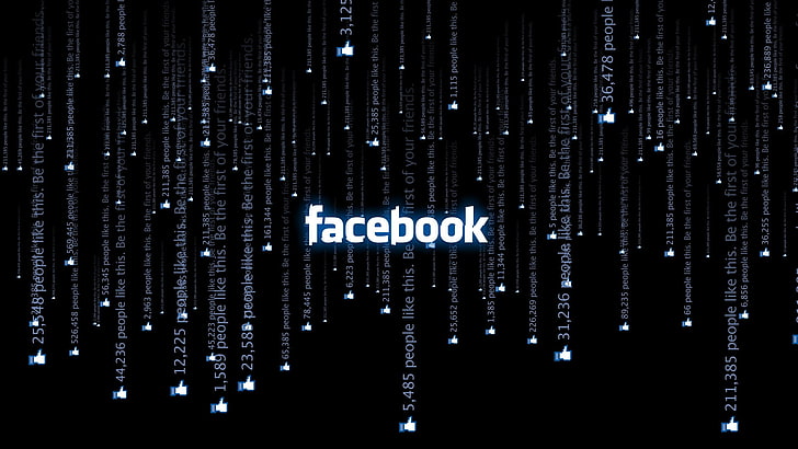 Logo Facebook, Facebook, nero, tecnologia, Sfondo HD