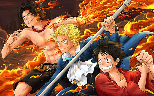 Anime, One Piece, Monkey D. Luffy, Portgas D. Ace, Sabo (One Piece), HD tapet HD wallpaper