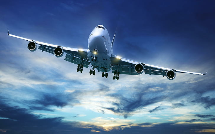 Авиалайнер Boeing 747, авиалайнер, самолеты, Боинг, самолет, авиация, HD обои