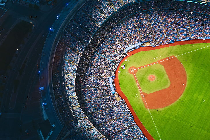 с высоты птичьего полета бейсбольный стадион, вид с воздуха, бейсбол, стадион, торонто, торонто блю джейс, небесный купол, HD обои