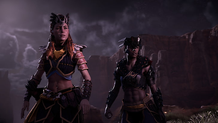dua karakter animasi prajurit wanita, Horizon: Zero Dawn, video game, Alloy, Wallpaper HD