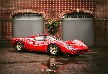 1967, Ferrari, 330, P4, червен спортен автомобил, Ferrari, 330, hd, автомобили, 1967, P4, HD тапет HD wallpaper