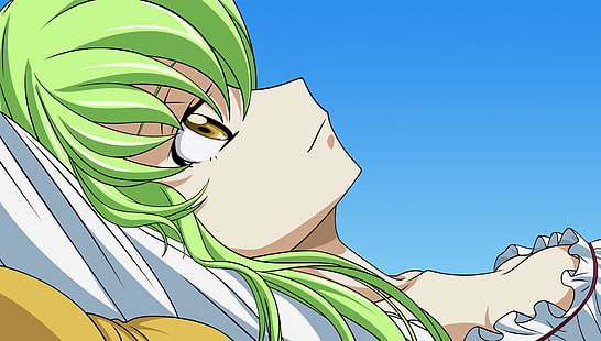 Код Geass, C.C., зеленые волосы, аниме девушки, HD обои HD wallpaper