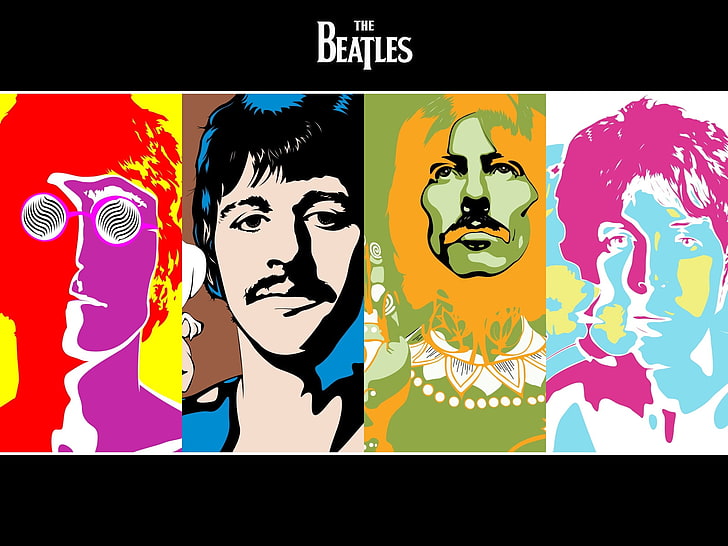 The Beatles обои, битлз, графика, участники, название, фон, HD обои