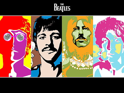 Beatles duvar kağıdı, canavarlar, grafikler, üyeler, isim, arka plan, HD masaüstü duvar kağıdı HD wallpaper