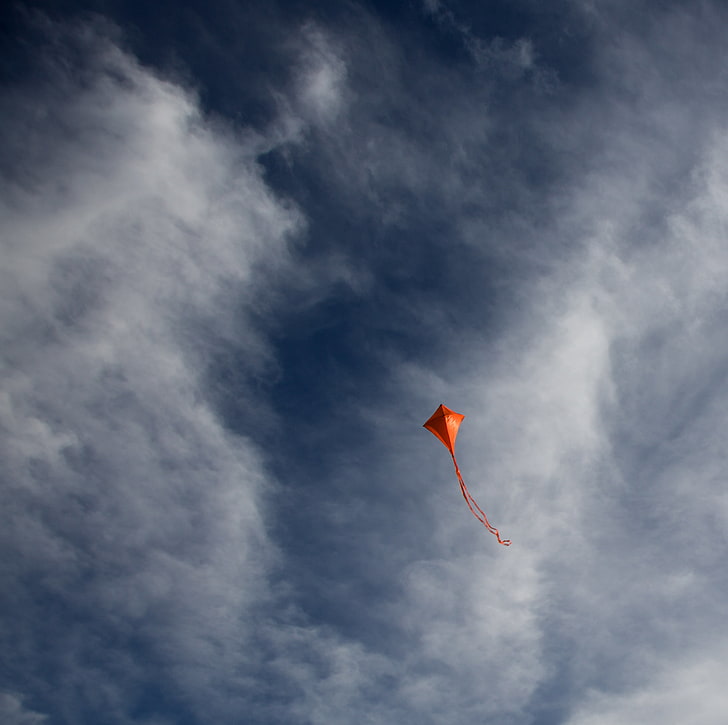 kite, flight, sky, clouds, HD wallpaper