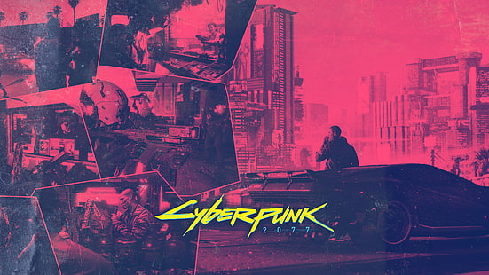 Cyberpunk 2077, cyberpunk, CD Projekt RED, jeux vidéo, voiture, logotype, Fond d'écran HD HD wallpaper
