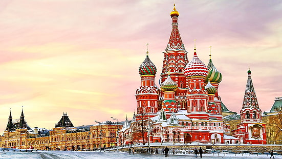 многоцветный строительный участок, Москва, Красная площадь, город, HD обои HD wallpaper