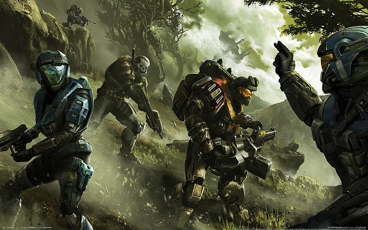soldiers illustration, Halo, Halo Reach, video games, HD wallpaper
