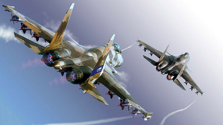 kämpfer, jet, militär, russland, russisch, su 35, su35, sukhoi, HD-Hintergrundbild