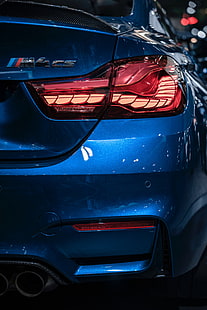 blaues auto, bmw m4 cs, bmw, blau, rückansicht, HD-Hintergrundbild HD wallpaper