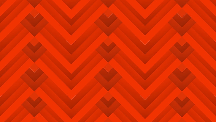 textil chevron naranja y blanco, líneas, rojo, patrón, simple, Fondo de pantalla HD