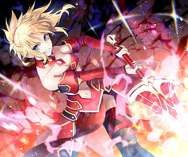 Fate Series, Fate / Apocrypha, Mordred (Fate / Apocrypha), Saber of Red (Fate / Apocrypha), HD tapet HD wallpaper