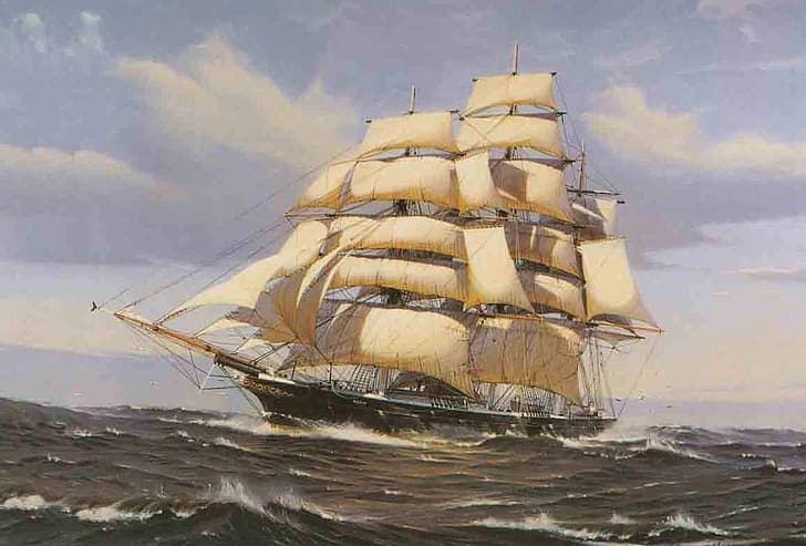 clipper, sailing ship, HD wallpaper