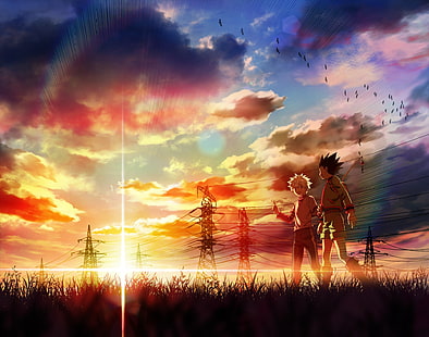 Sonnenuntergang, Anime, Kunst, Freunde, Hunter x Hunter, Gon, Killua, HD-Hintergrundbild HD wallpaper