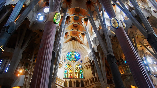 architecture, attraction touristique, cathédrale, Basilique, bâtiment, cambre, Gaudi, Sagrada Familia, L'Europe , Espagne, Barcelone, Fond d'écran HD HD wallpaper