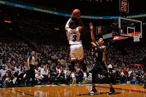 Bola Basket, Dwyane Wade, Miami Heat, nba, san antonio taji, Wallpaper HD HD wallpaper