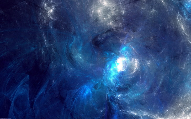 carta da parati digitale galassia blu, nera e bianca, cielo, nuvole, macchie, bagliore, Sfondo HD