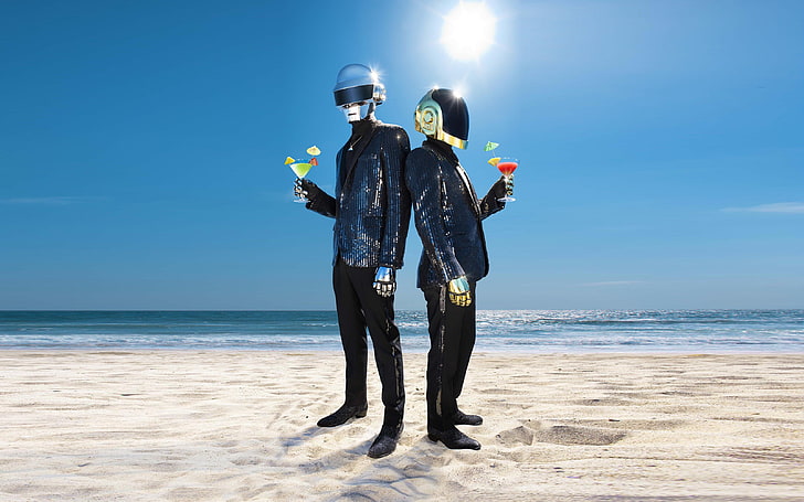 плаж, Duo, Daft Punk, електронен, Thomas Bangalter, Guy-Manuel de homem-Christo, HD тапет