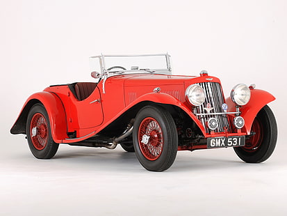 класическо червено превозно средство, aston martin, 1937, червено, страничен изглед, стил, авто, ретро, HD тапет HD wallpaper