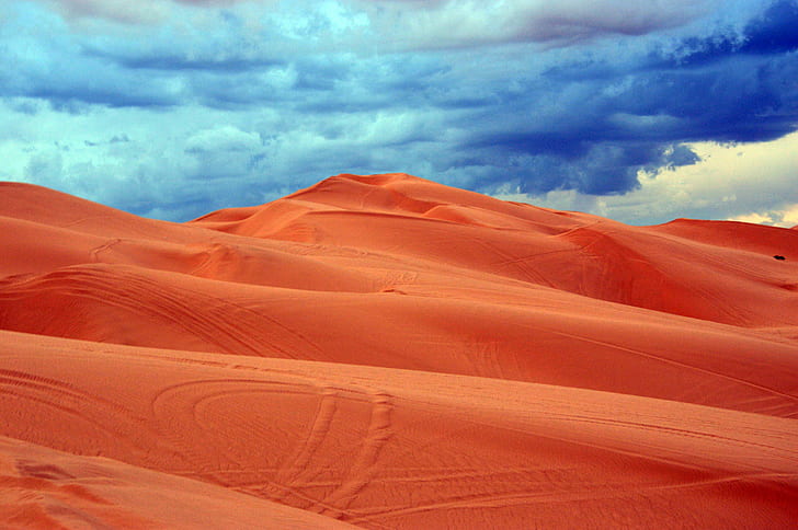 nuages ​​sur les dunes de sable, DSC, nuages, dunes de sable, Arizona, à l'extérieur, nature, voyage, désert, sable Dune, sable, paysage, sec, ciel, rouge, Fond d'écran HD