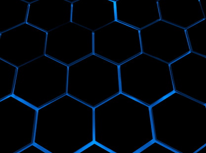 Hexagone 4K, Artistic, 3D, 4k, hexagone, blue, art, HD wallpaper HD wallpaper