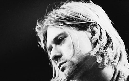 cobain, face, kurt, males, men, monochrome, nirvana, HD wallpaper HD wallpaper