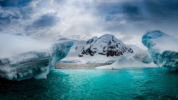 Земя, ледник, Антарктида, остров Полумесец, лед, планина, сняг, HD тапет