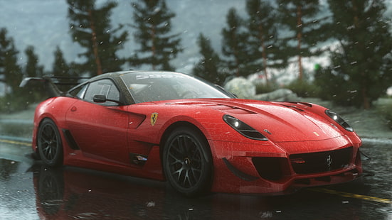 красный Ferrari, спорткар, Driveclub, суперкар, болид, видеоигры, HD обои HD wallpaper