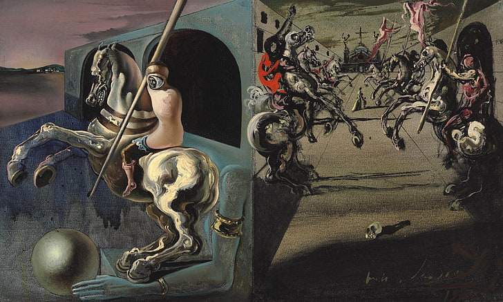 surrealismo, quadro, Salvador Dali, desfile dos cavaleiros, HD papel de parede