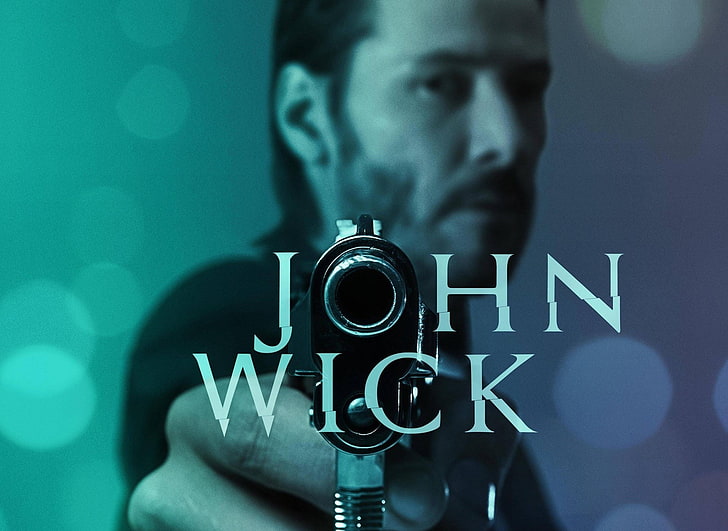 John Wick fond d'écran de film, cinéma, arme à feu, pistolet, hitman, acteur, arme, homme, film, assassin, film, Keanu Reeves, moustache, dangereux, barbe, vengeance, John Wick, armé, violent, Fond d'écran HD
