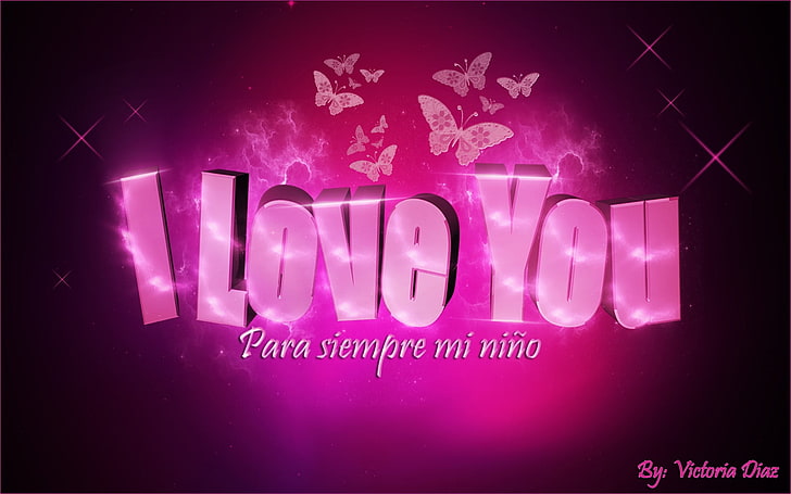 pink i love you digital wallpaper, quote, love, HD wallpaper