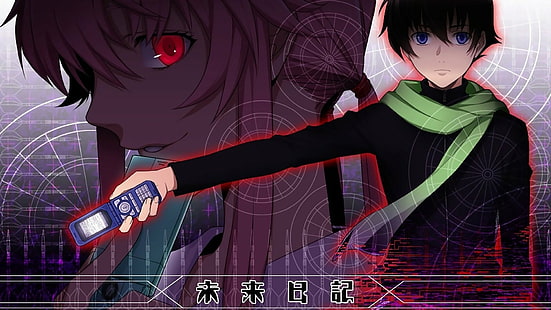 Anime, Mirai Nikki, Yukiteru Amano, Yuno Gasai, HD wallpaper HD wallpaper