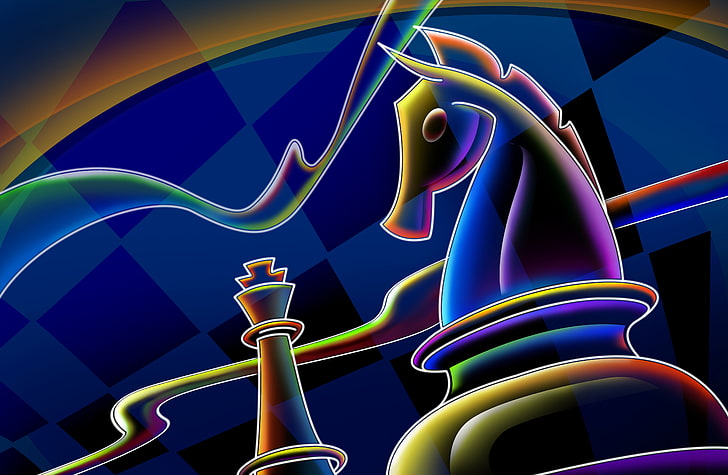 Chess knight and king digital wallpaper, line, blue, horse, chess, cells,  HD wallpaper | Wallpaperbetter