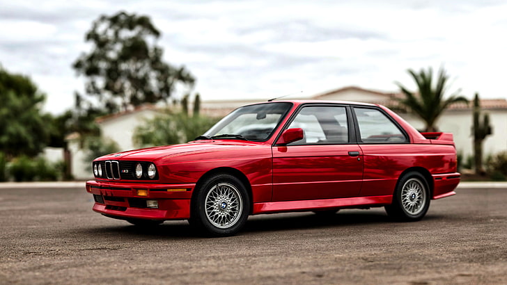 czerwone BMW E30 coupe, BMW, Coupe, E30, wersja amerykańska, 1987, Tapety HD