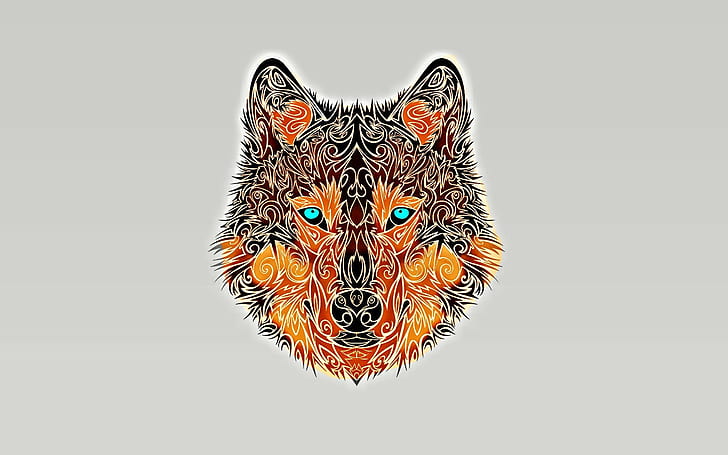 turquoise eyes, wolf, minimalism, HD wallpaper