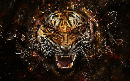Тигр Рисование HD, цифровая / графика, рисунок, тигр, HD обои HD wallpaper