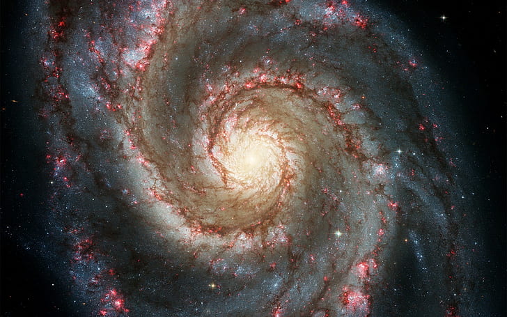 espace, galaxie, galaxie spirale, Whirlpool Galaxy, Fond d'écran HD
