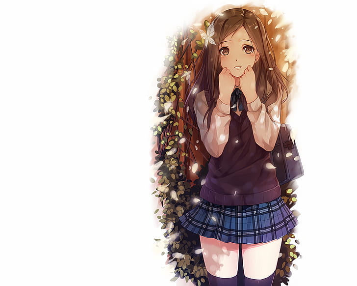 caidychen, girl, anime, schoolgirl, HD wallpaper